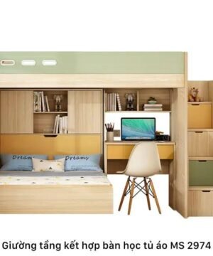 Giường tầng kết hợp tủ quần áo và bàn học