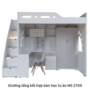 Giường tầng kết hợp bàn học tủ áo