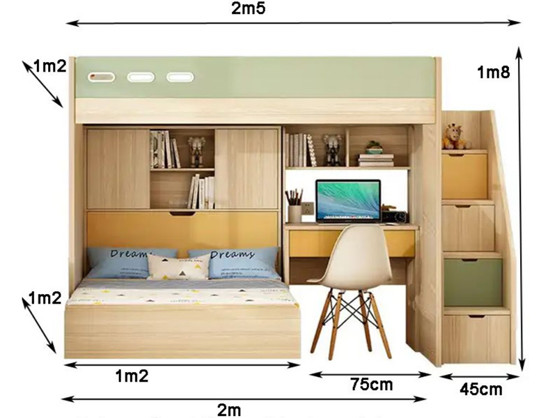 Giường tầng kết hợp tủ quần áo và bàn học
