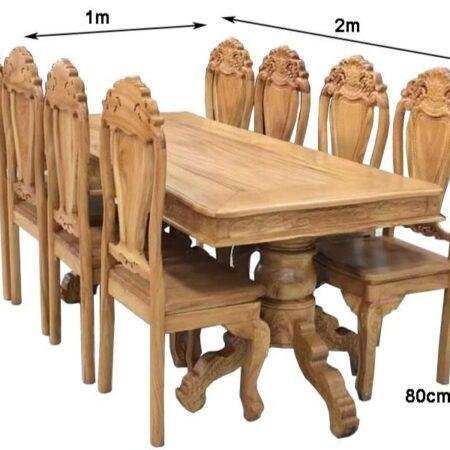 Bộ bàn ăn gỗ gõ đỏ tự nhiên 8 ghế