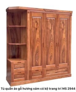 Tủ quần áo gỗ hương xám có kệ trang trí