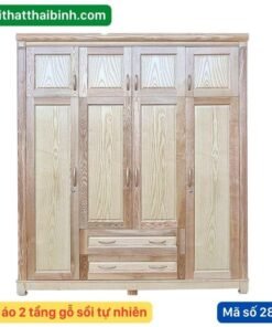 Tủ áo 2 tầng gỗ sồi tự nhiên