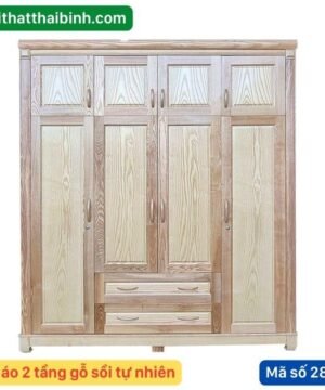 Tủ áo 2 tầng gỗ sồi tự nhiên