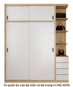 Tủ quần áo 2 tầng có kệ trang trí