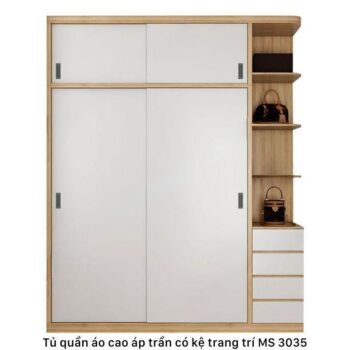 Tủ quần áo 2 tầng có kệ trang trí