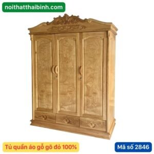 Tủ quần áo gỗ gõ đỏ 4 cánh