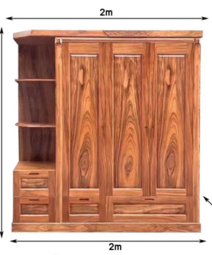 Kích thước tủ quần áo gỗ hương xám có kệ trang trí