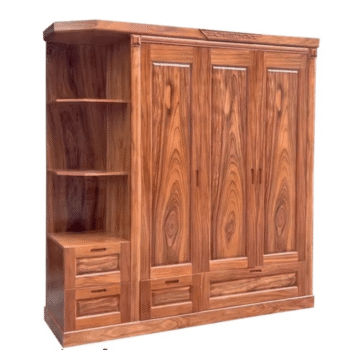 Tủ quần áo gỗ vân hương xám có kệ trang trí MS 2944