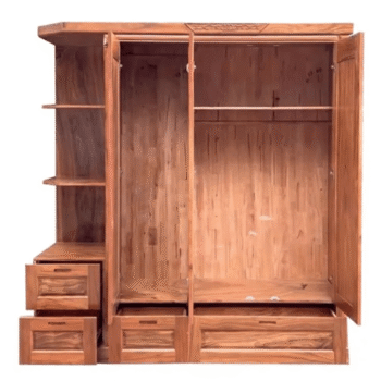 Tủ quần áo gỗ vân hương xám có kệ trang trí MS 2944
