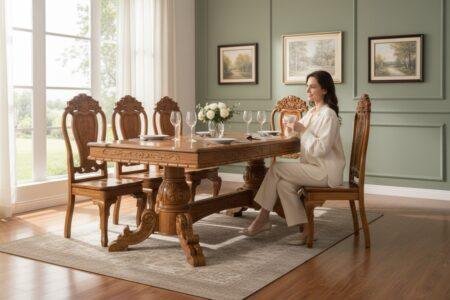 Bộ bàn ăn gỗ đẹp 6 ghế gỗ