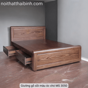 Giường gỗ sồi màu óc chó MS 3050 Giường gỗ sồi màu óc chó