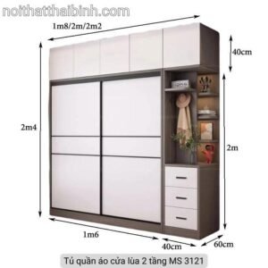 Tủ quần áo cửa lùa 2 tầng