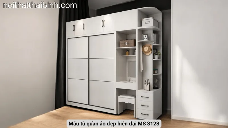 Mẫu tủ quần áo đẹp hiện đại MS 3123 Mẫu tủ quần áo đẹp hiện đại