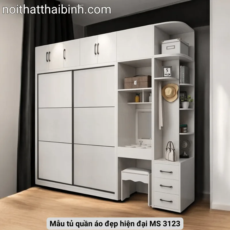 Mẫu tủ quần áo đẹp hiện đại MS 3123 Mẫu tủ quần áo đẹp hiện đại