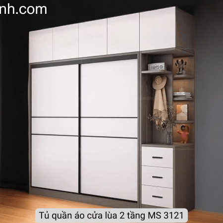Tủ quần áo cửa lùa 2 tầng
