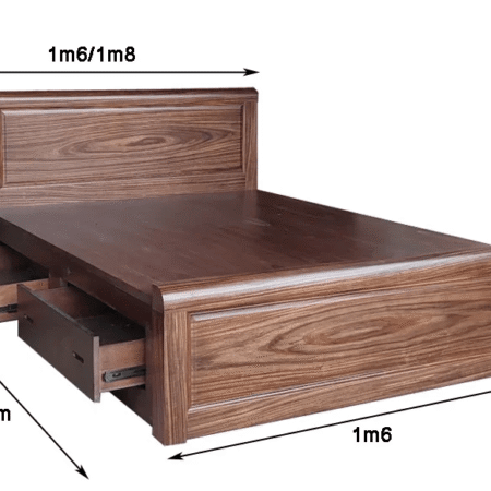 Kích thước giường ngủ vân gỗ óc chó