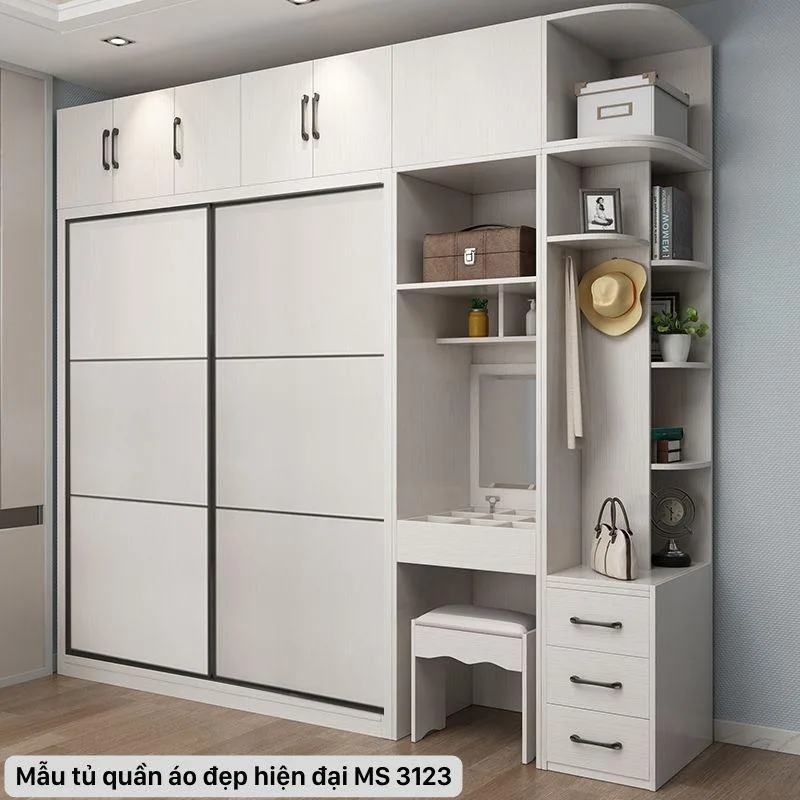 Mẫu tủ quần áo đẹp hiện đại MS 3123 Mẫu tủ quần áo đẹp hiện đại