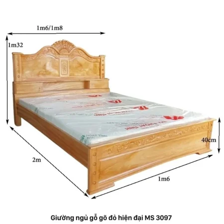Giường ngủ gỗ gõ đỏ hiện đại MS 3097 10 Giường ngủ gỗ gõ đỏ hiện đại