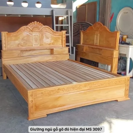 Giường ngủ gỗ gõ đỏ hiện đại MS 3097 8 Giường ngủ gỗ gõ đỏ hiện đại