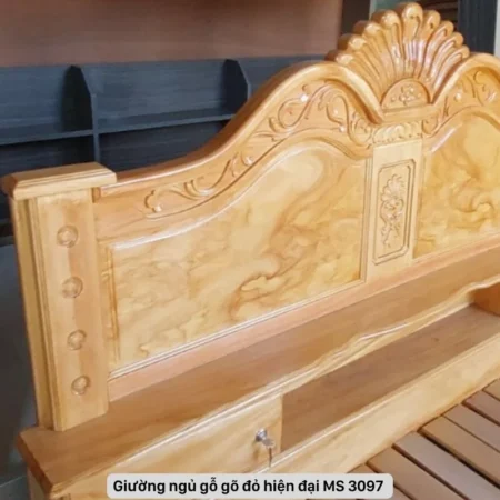 Giường ngủ gỗ gõ đỏ hiện đại MS 3097 9 Giường ngủ gỗ gõ đỏ hiện đại