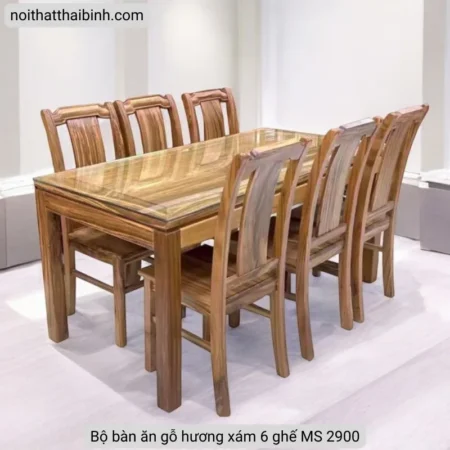 Bộ bàn ăn gỗ hương xám 6 ghế