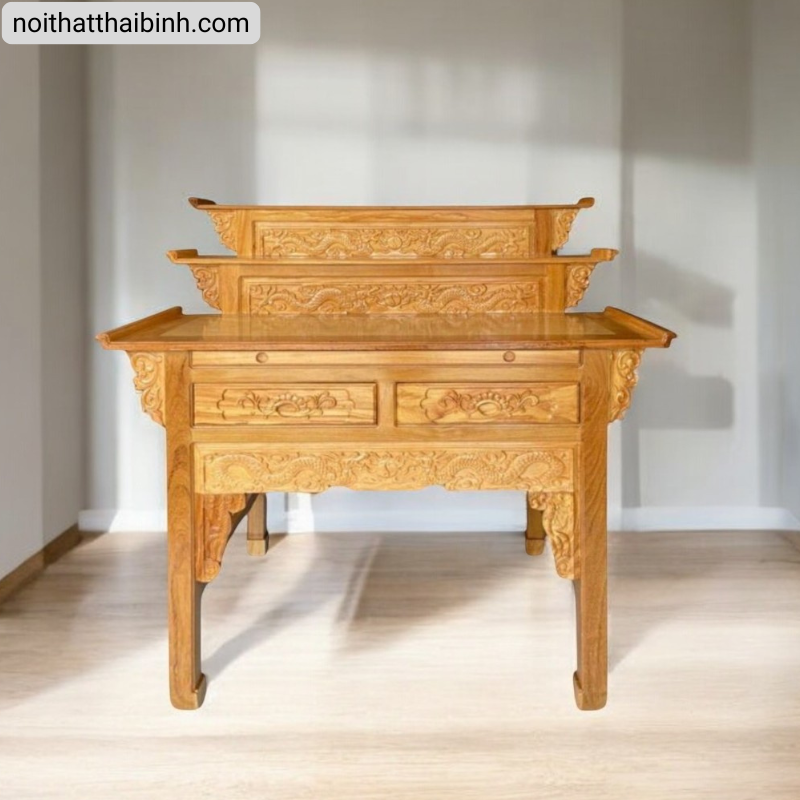 Bàn thờ gỗ gõ đỏ 3 tầng MS 2697
