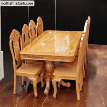 Bộ bàn ăn gỗ gõ đỏ 8 ghế MS 2698