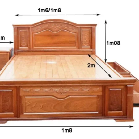 Giường ngủ gỗ xoan đào tự nhiên MS 3041