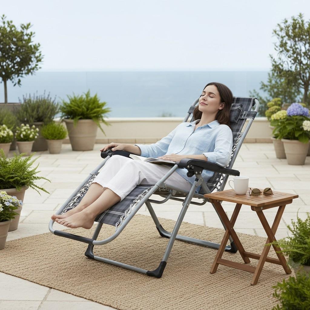 Ghế xếp cao cấp khung nhôm Texilene cho phòng khách hiện đại