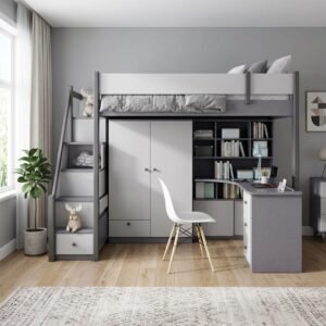 Giường tầng gỗ người lớn có cầu thang ngăn kéo