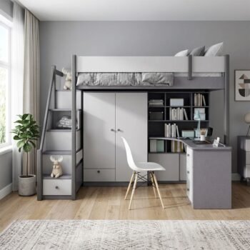 Giường tầng gỗ người lớn có cầu thang ngăn kéo