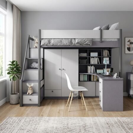 Giường tầng gỗ người lớn có cầu thang ngăn kéo