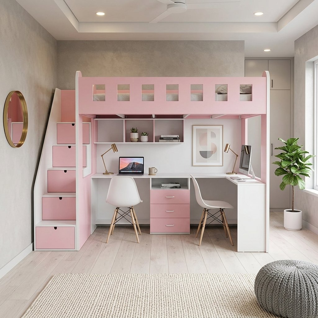 Mẫu giường 2 tầng gỗ sồi tự nhiên cho người lớn