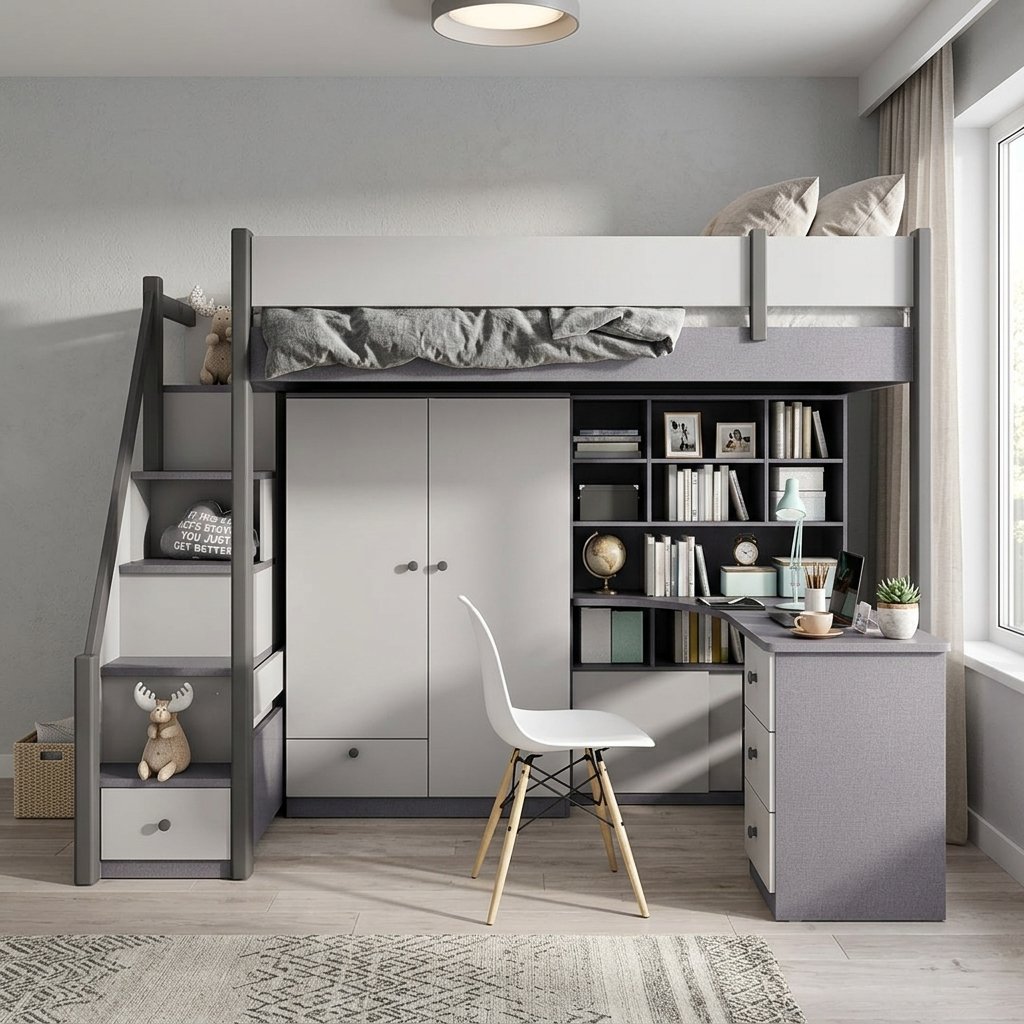 Giường tầng gỗ người lớn kiểu hiện đại