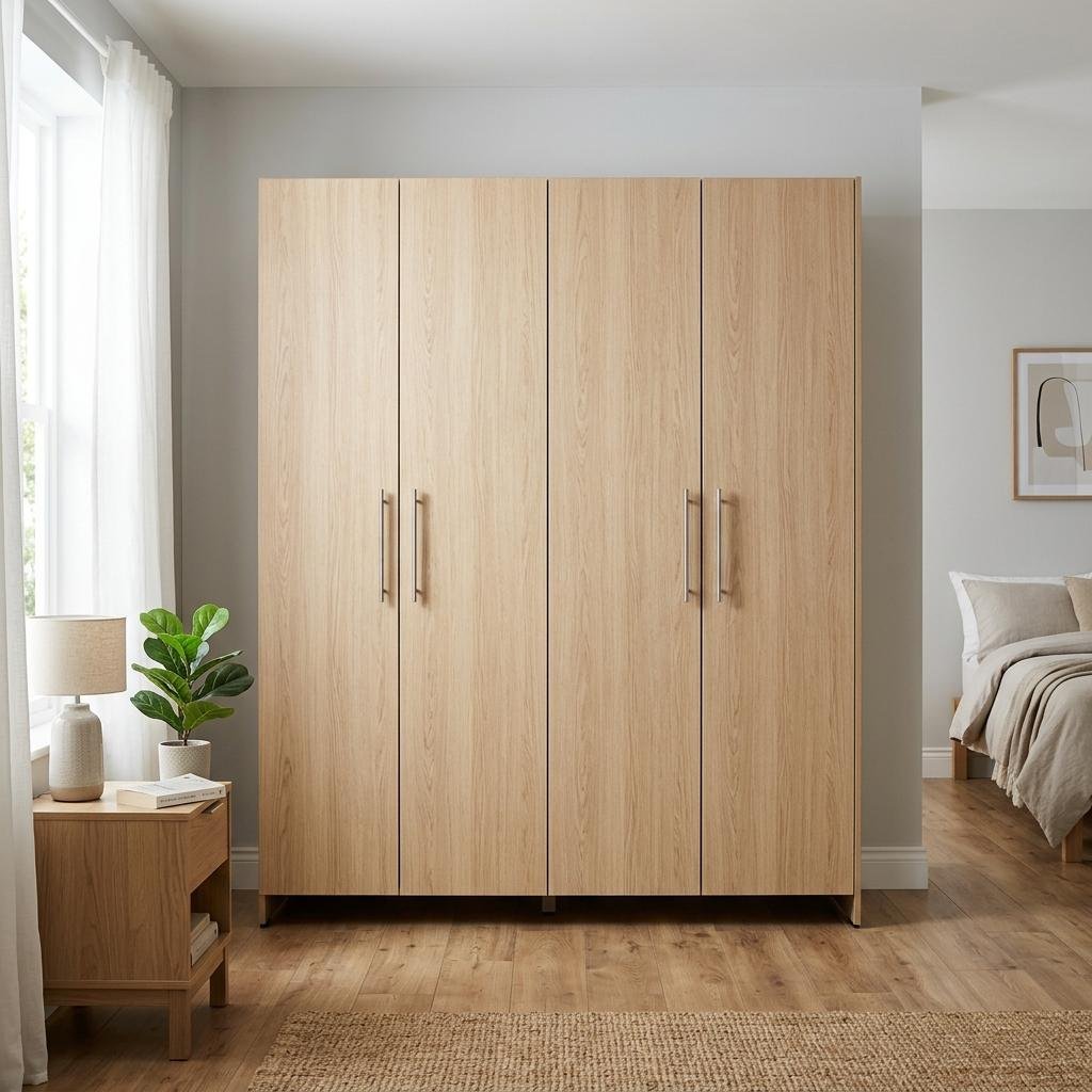 Tủ quần áo hiện đại melamine kết hợp kệ trang trí