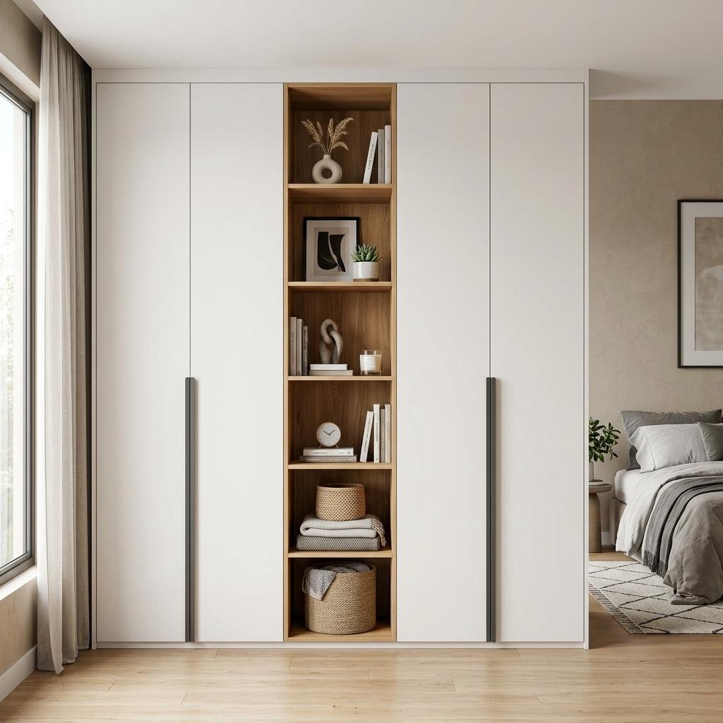 Thiết kế tủ quần áo melamine tối giản cho phòng ngủ nhỏ