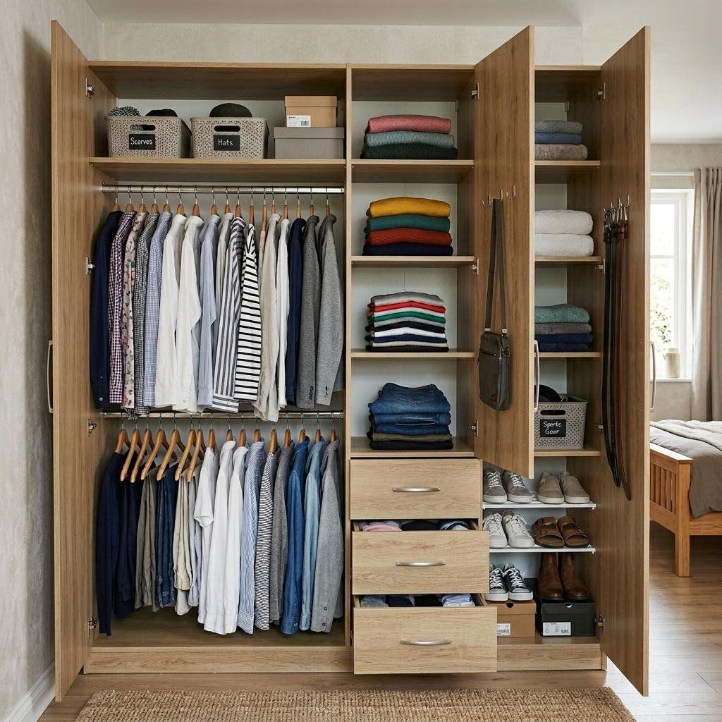 Tủ quần áo MDF phủ melamine chống ẩm lõi xanh