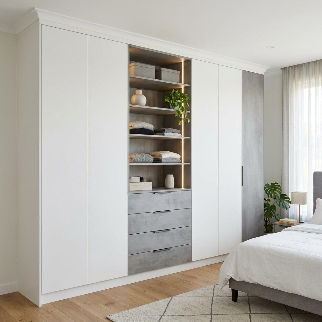 Tủ quần áo MDF phủ melamine chống ẩm lõi xanh