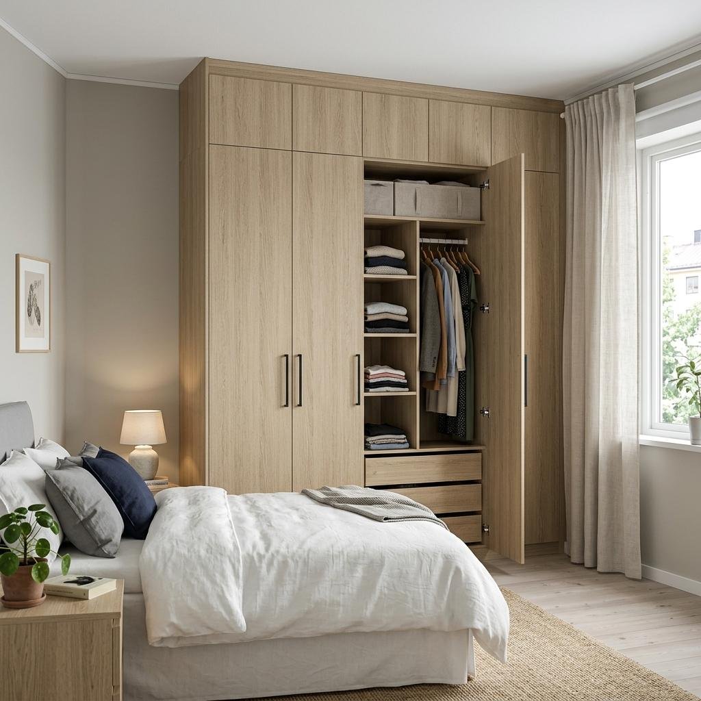 Mẫu tủ quần áo melamine cánh lùa tiết kiệm không gian