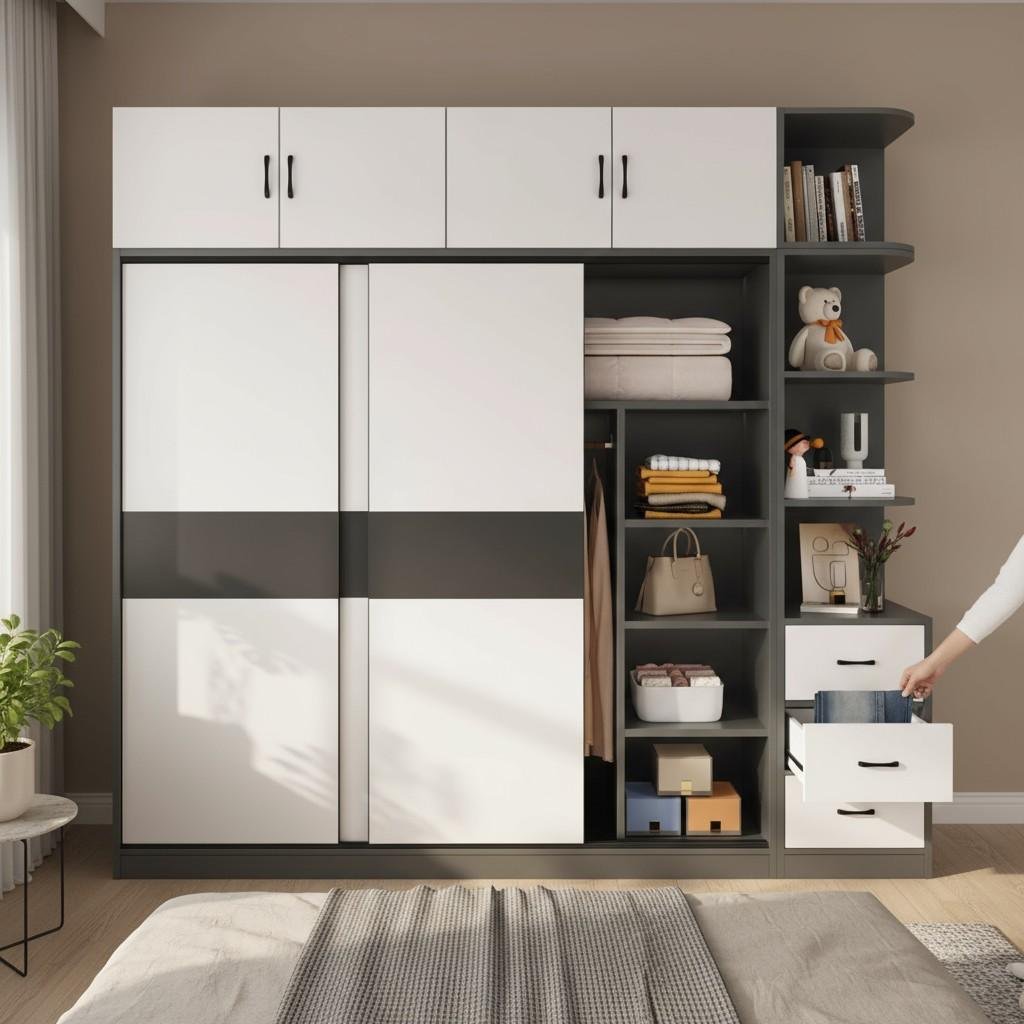 Tủ quần áo nhỏ gọn 2 cánh cho gia đình