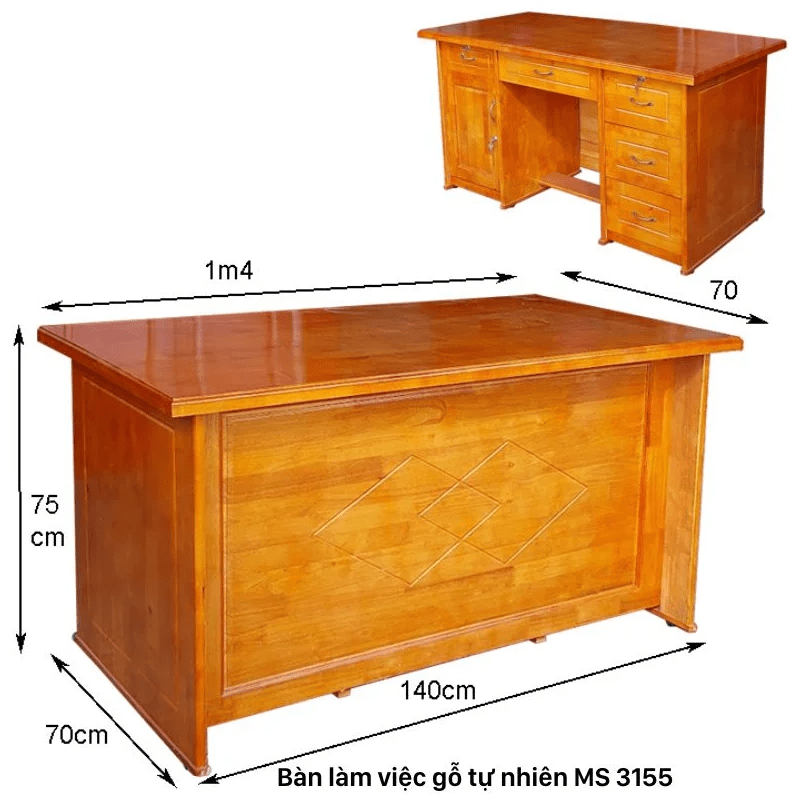 Bàn làm việc gỗ cao su