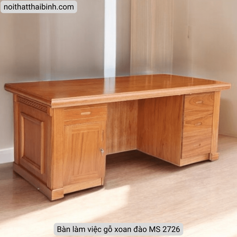 Bàn làm việc gỗ xoan đào MS 2726 - Ảnh 2