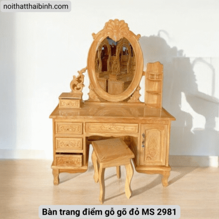 Bàn trang điểm bằng gỗ gõ đỏ tự nhiên MS 2981