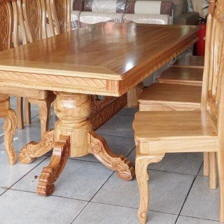 Bộ bàn ăn 8 ghế gỗ gõ đỏ MS 3197