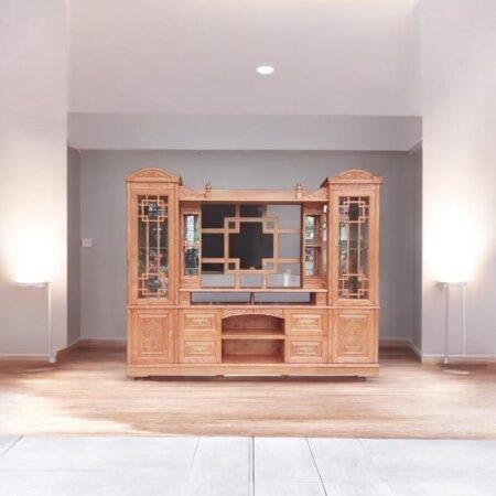 Kệ tivi gỗ kết hợp tủ trang trí MS 2747