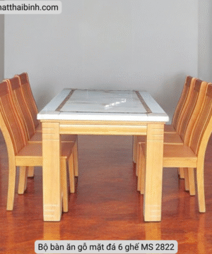 Bộ bàn ăn gỗ mặt đá 6 ghế MS 2822