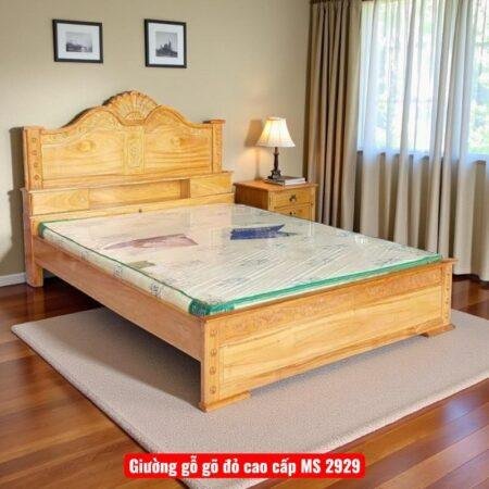 Giường gỗ gõ đỏ hiện đại