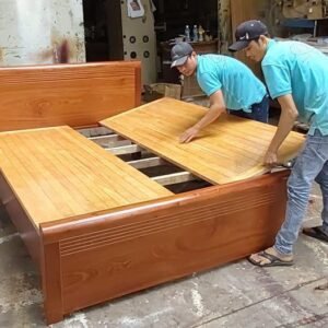 Giường gỗ tự nhiên cao cấp MS 9874 Giường gỗ tự nhiên cao cấp MS 9874