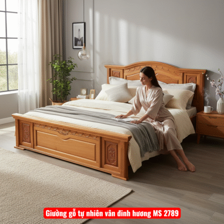 Giường gỗ tự nhiên vân đinh hương MS 2789