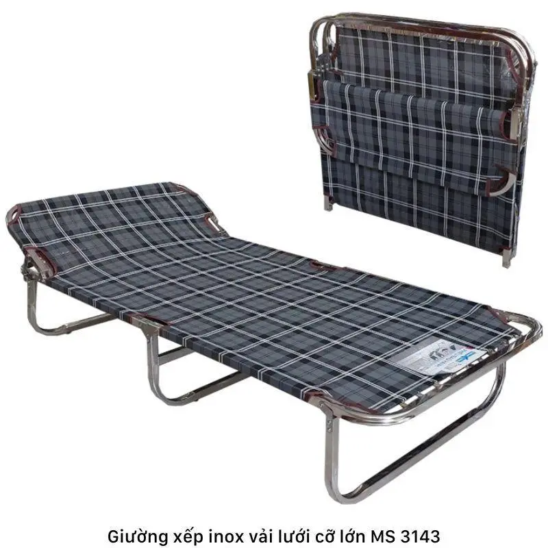 Giường xếp inox vải lưới cỡ lớn MS 3143 | GIAO HỎA TỐC TPHCM